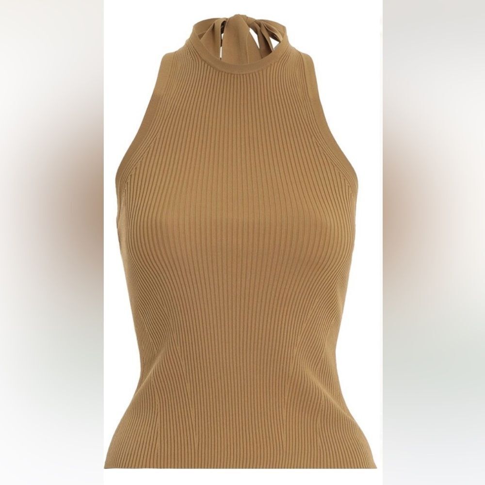 Zimmermann Camel Ribbed Halter Tank Top